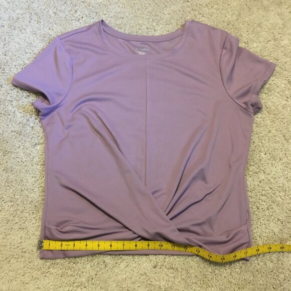 Spalding Lavender Ribbed Twist Hem Short Sleeve Sports Top - Picture 12 of 14